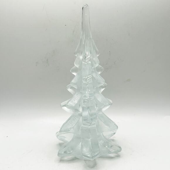 Vintage Beautiful 6.5" Clear Solid Art Glass Christmas Tree Table Top Display - Picture 1 of 5